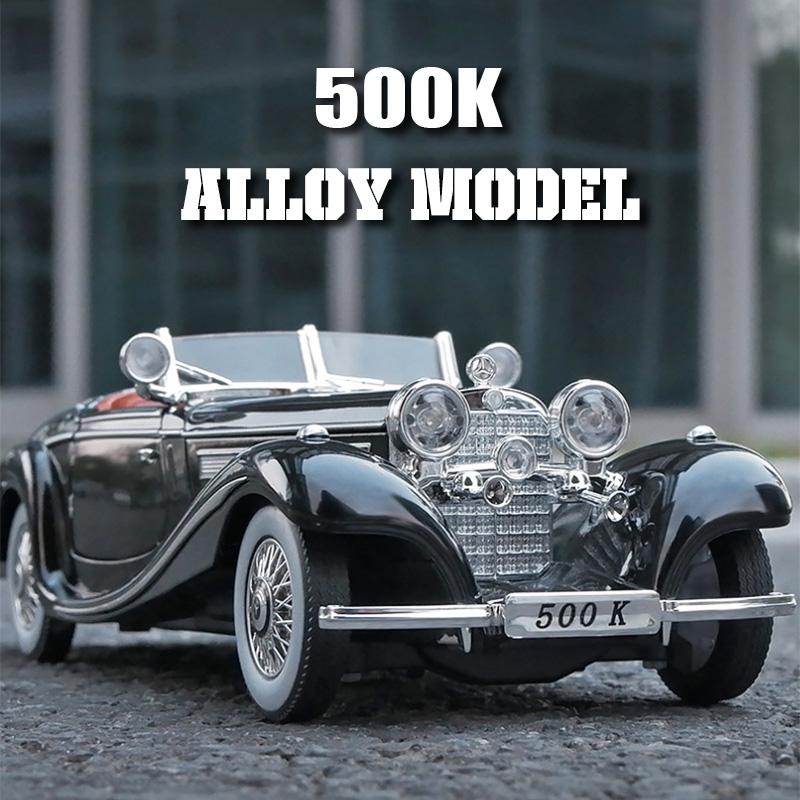 1/32 Luxury vintage car BENZ 500K alloy model, exquisite desktop ornaments, the best collection for car model enthusiasts