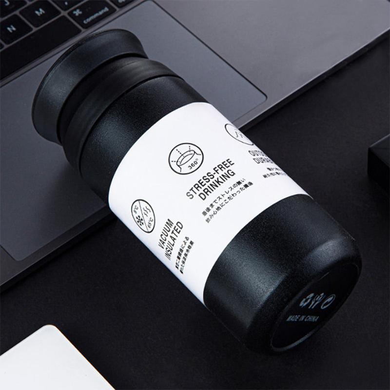 Japanese Style Simple Frosted Vacuum Flask Water Cup 304 Stainless Steel Accompanying Travel Mug Portable Vacuum Flask Thermos Cup