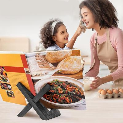 Support de Livre de Cuisine Haute Stabilité Multifonctionnel en Bois Élégant Rustique Support de Livre de Cuisine en Bois Porte-Recettes