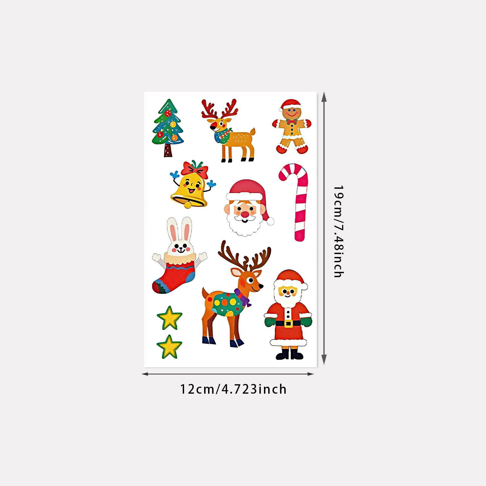 Little Fresh Christmas Tattoo Stickers Cartoon Cute Christmas Elements Tattoo Stickers Holiday Party 12*19