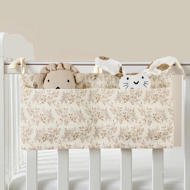 Baby Crib Storage Bag Stroller Hanging Dual Pocket Portable Multifunction Bag Toddler Diaper Storage Bag