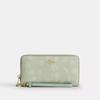 Long Zip Around Wallet Gold Pale Green With Floral Print