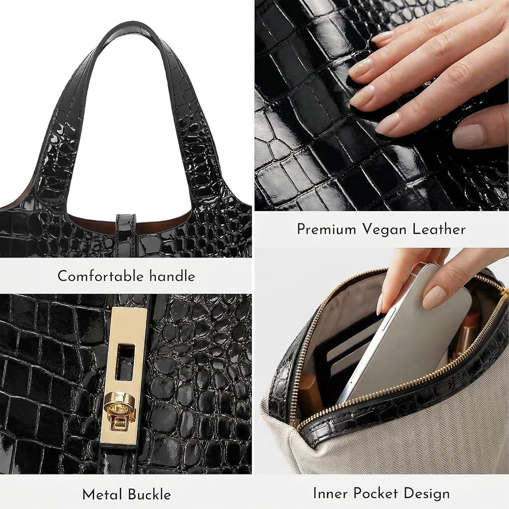 LANGING Handbag, Women's Tote Bag, Large Capacity, Popular, Commuter Bag, Eco-Leather, Synthetic
