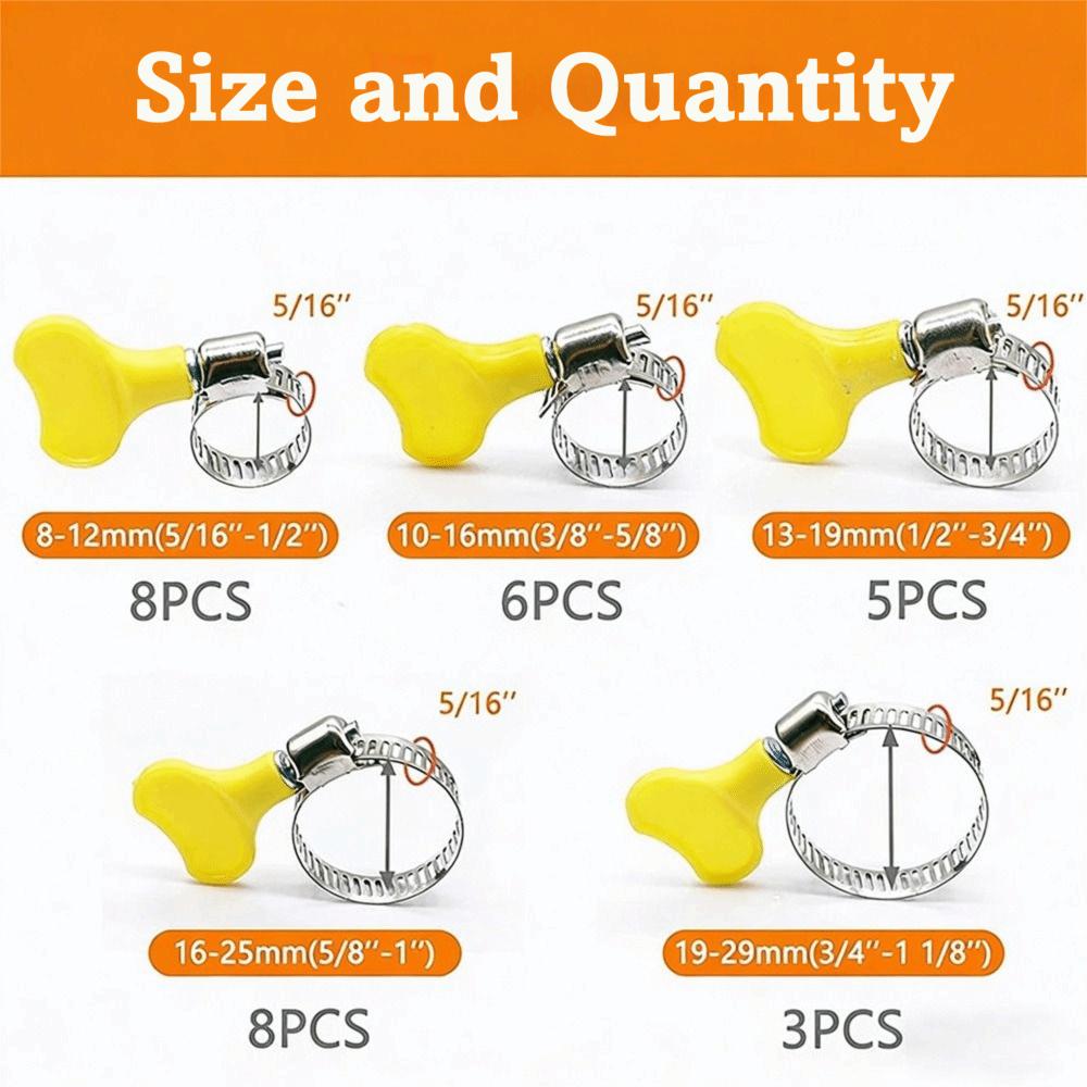 30pcs Hand Twist Design Stainless Steel Hose Clamps Worm Gear Hose Clamp  Air Pipe