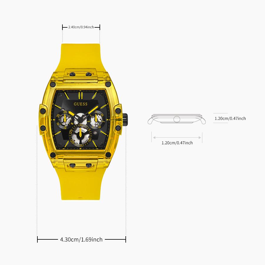 Phoenix Multi-Function Men's Quartz Watch Yellow Silicone Strap And Black Tonneau Dial Casual Watch For Daily Street Style SportyGift