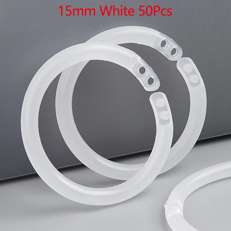 New 50 Pcs 15/20/28/40mm Plastic Ring Binder DIY Albums Circle Loose-leaf Book Hoops Opening Office Binding Supplies Photo Album
