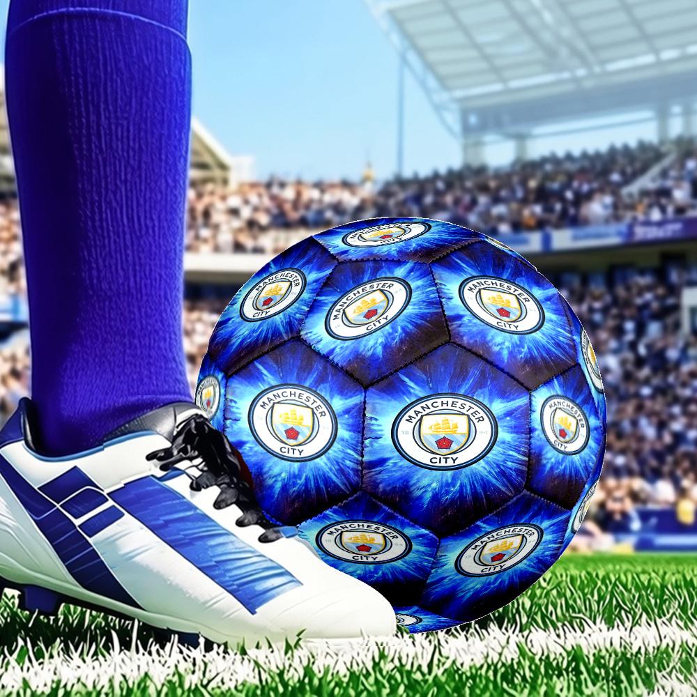 City Football Club Printed Size 5 Soccer Ball - Durable, Machine-stitched, Soft and Comfortable, Suitable for Training and Matches Gift