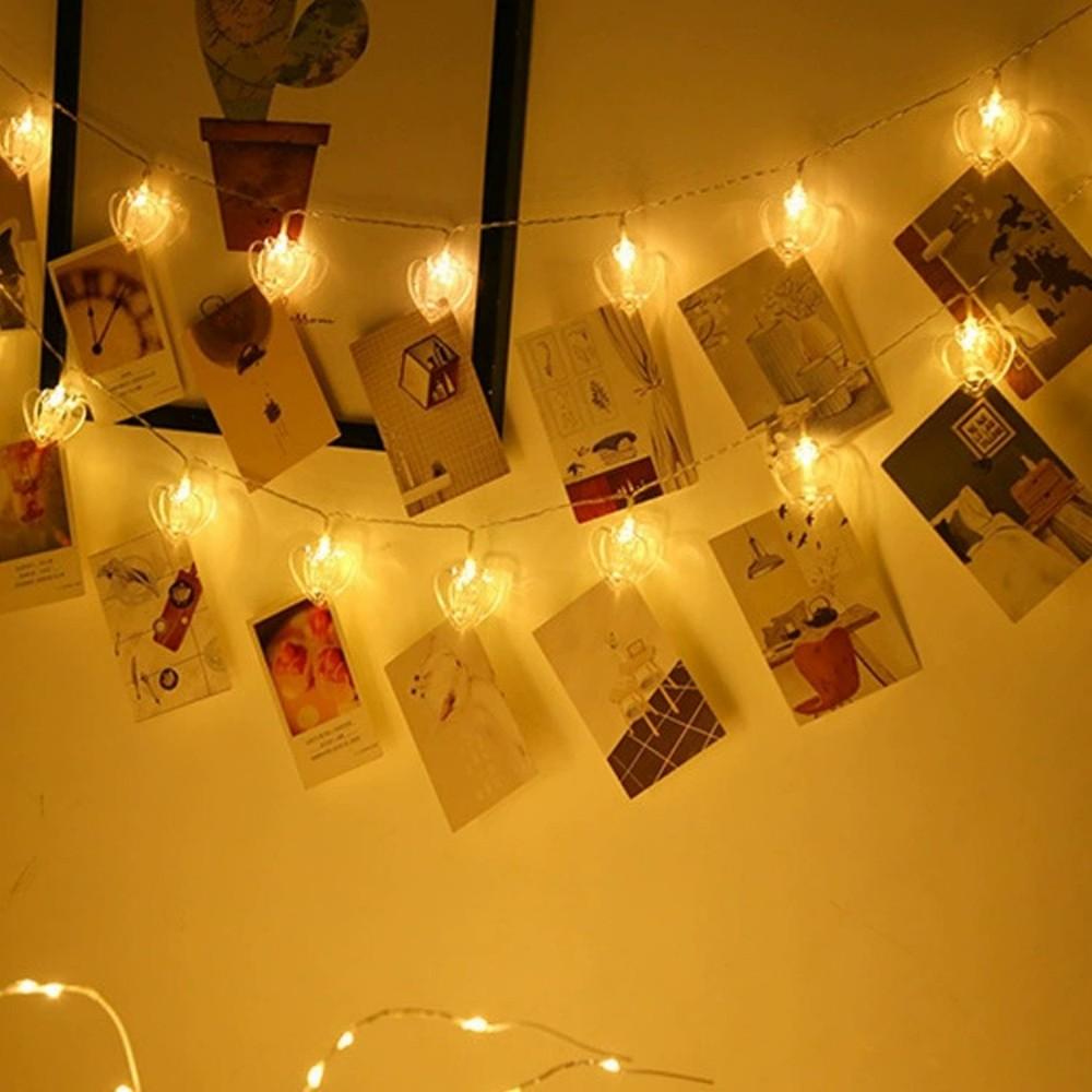 1PC1.5M10 LED battery box heart-shaped clip light string,excluding battery,used for party,bedroom,dormitory,wedding decoration