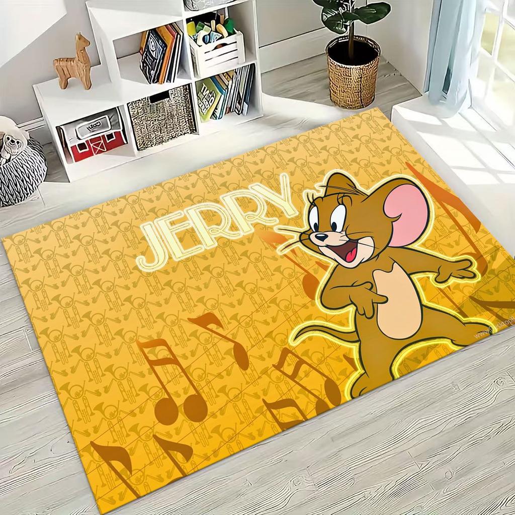 Dywanik Artystyczny z Kreskówką Tom i Jerry Kot Mysz 3D do Sypialni Salonu Kanapy Domu Mata Wycieraczka Dekoracja, Duża Antypoślizgowa Mata Podłogowa dla Dzieci