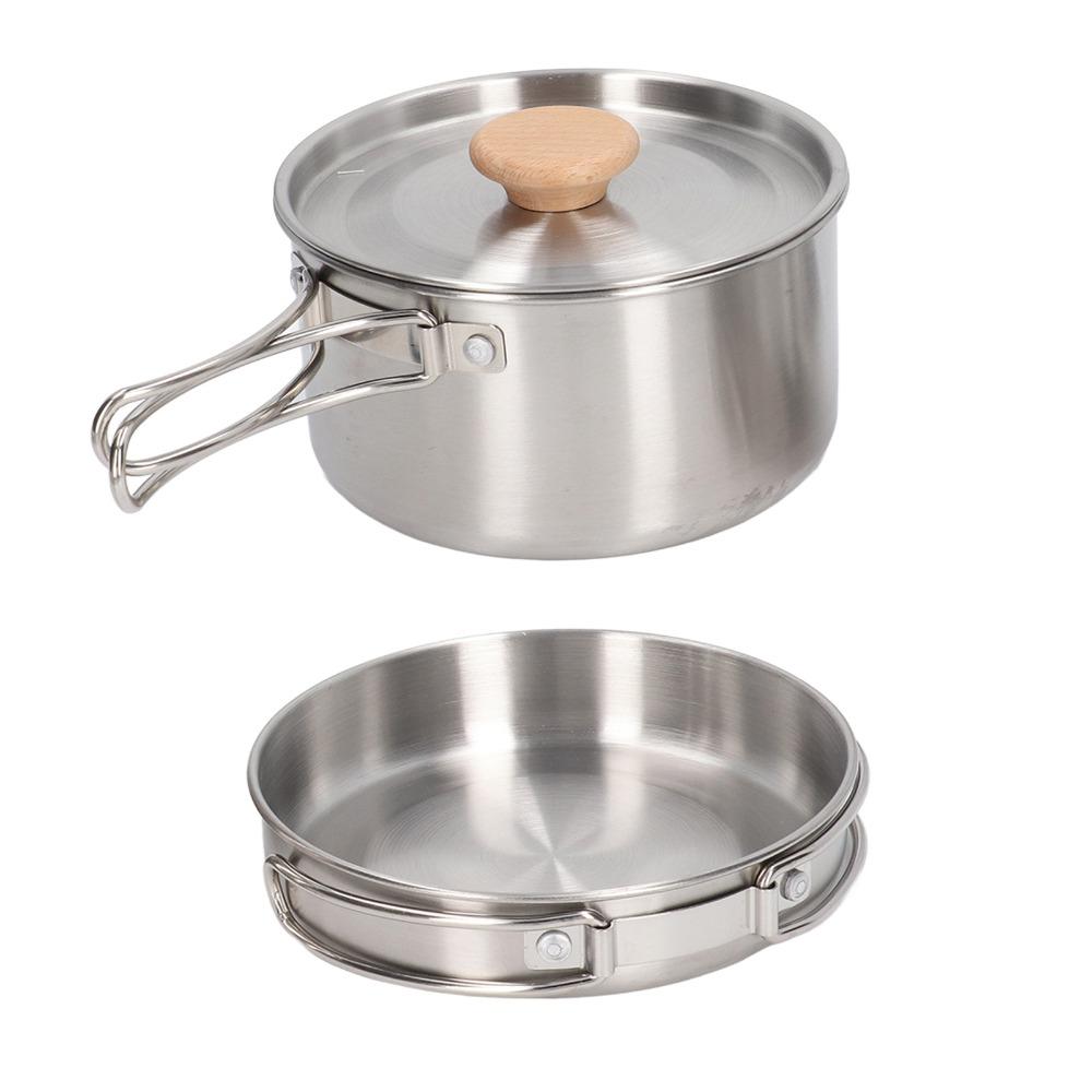 Stainless Steel Pot and Pan Set Non Stick Mess Kit Durable Camping Pots and Pans Set  Hiking