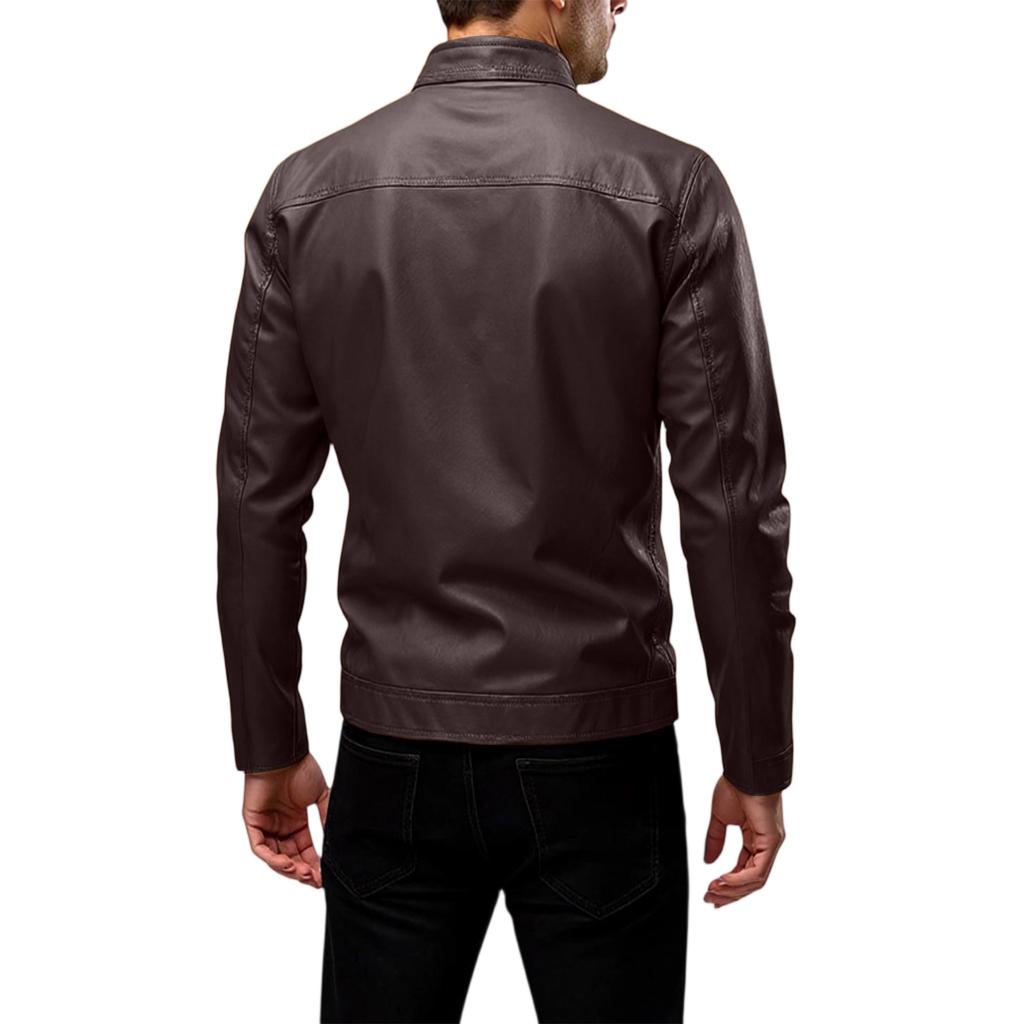Men's  Leisure  Standing Collar  Thin Style  Locomotive  Leather Jacket  Jacket  Coat