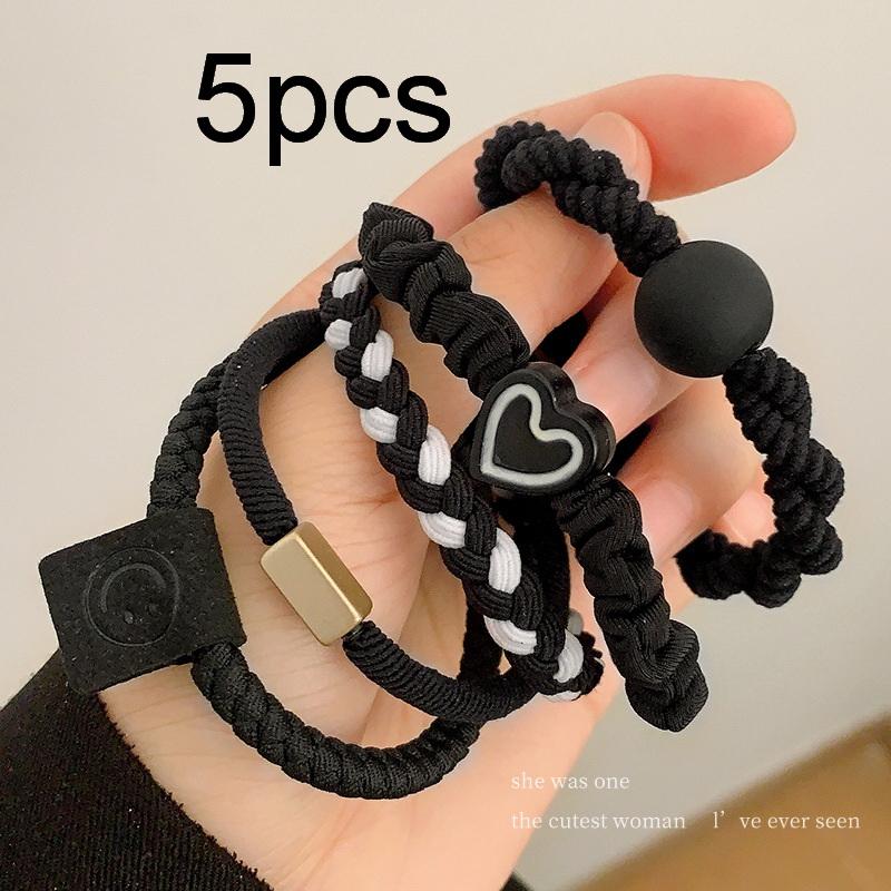 

10 шт./набор Высокоэластичные резинки для волос для женщин Сердце Толстые резинки для волос Девочки Улыбка Веревка для волос Держатель для хвостика Черные Телетяжки