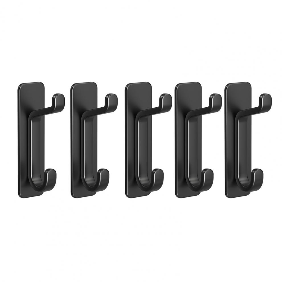 5Pcs Plastic Wall Hook No Drill Self-adhesive Heavy Duty Multi-functional Home Bathroom Clothes Hat Scarf Towel Bag Keys Hanger