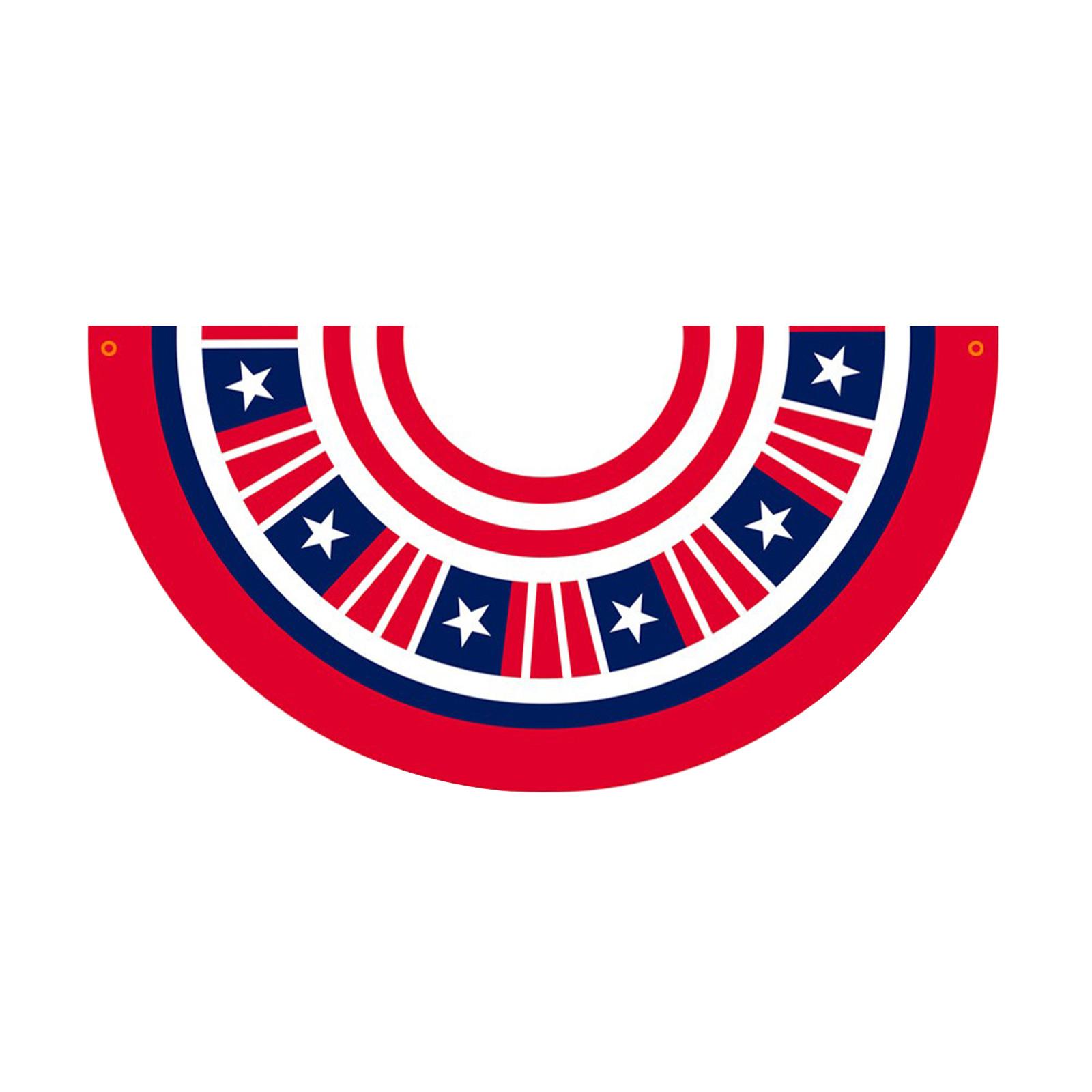 

Полукруглый флаг ко Дню независимости США, веерообразный флаг ко Дню независимости США, звездно-полосатый флаг, двусторонняя печать, двусторонний флаг. One Size