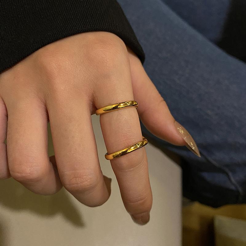 

ANENJERY двухслойные кольца женские простые модные кольца изменяемого размера крутые ювелирные изделия Resizable золотой