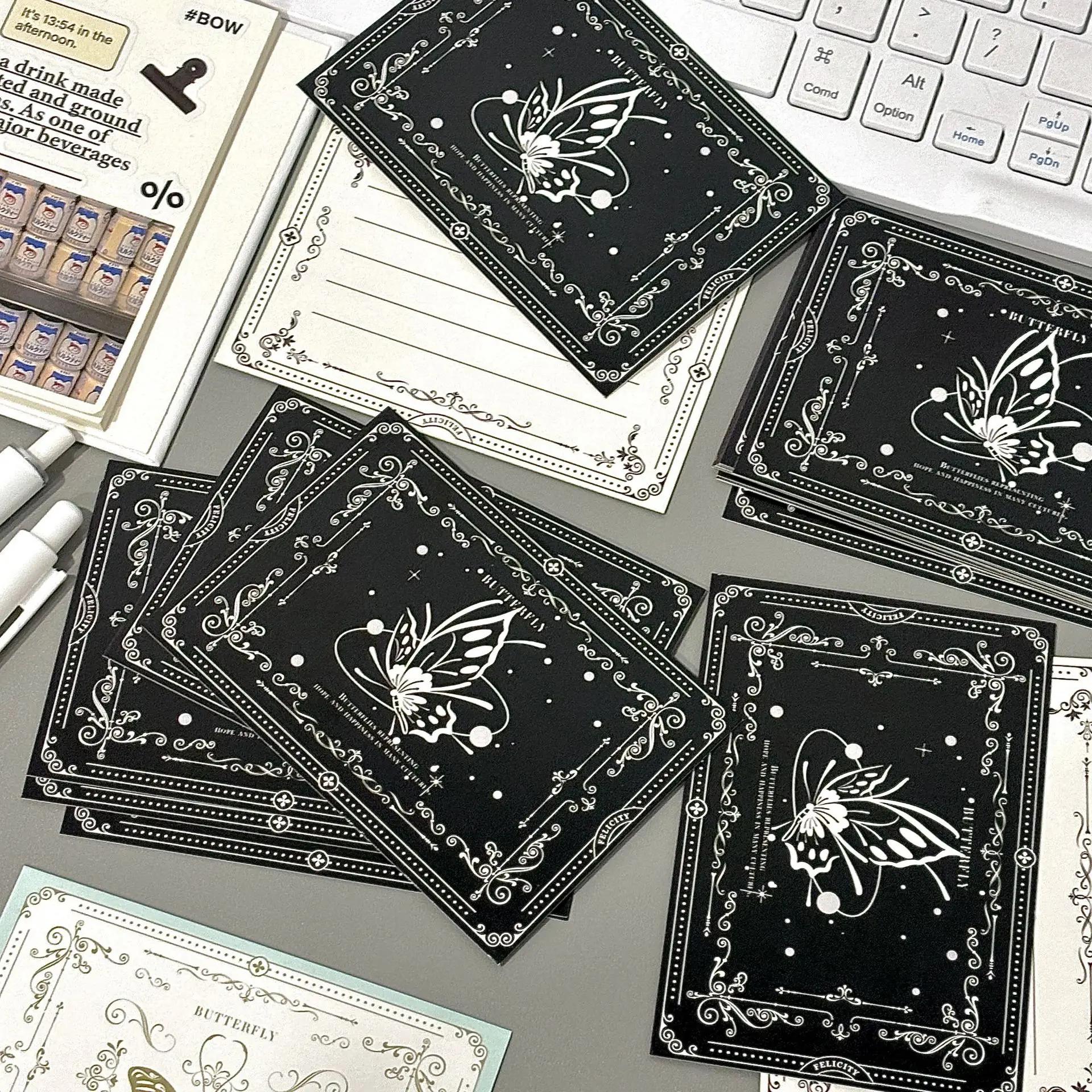 

20 шт. эстетических европейских ретро-арт-карт с бабочками, открытки для друзей, родственников, приглашения на свадьбу, поздравительные открытки на фестиваль 10x7cm чёрный