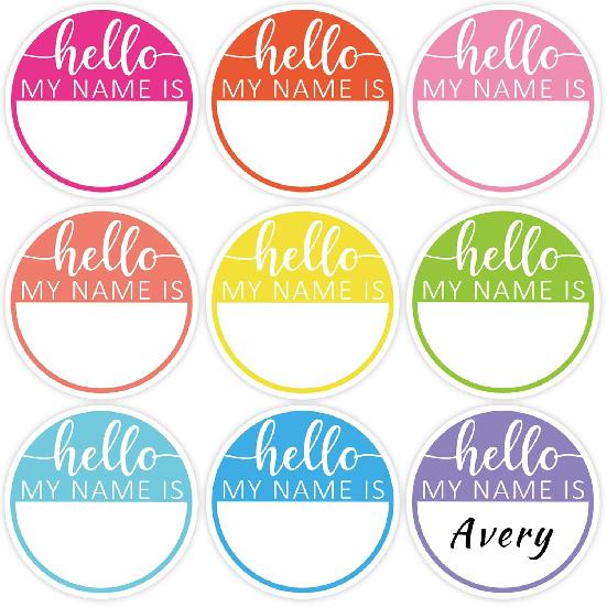 315Pcs Hello My Name is Name Tag Macaron Round Nameplate Sticker 9 Colors Classroom Bulletin Board Decor Colorful Label Sticker for Back to School