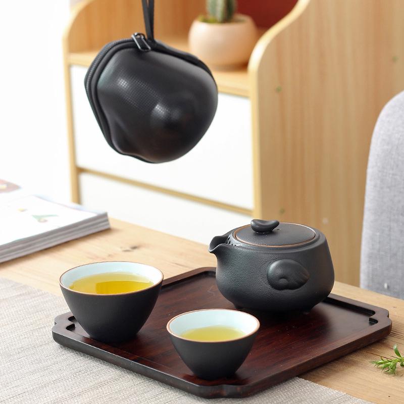 Portable Ceramic Travel Tea Set: One Pot, Two Cups – Quick Brew & Customizable Gift