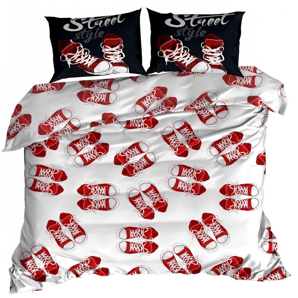 3D cotton satin bedding 140x200cm RED SNEAKERS