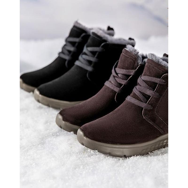New Women's Matte Suede Snow Boots - Solid Color Lace-Up Ankle Boots with Anti-Slip Sole, Winter Warm Casual Shoes