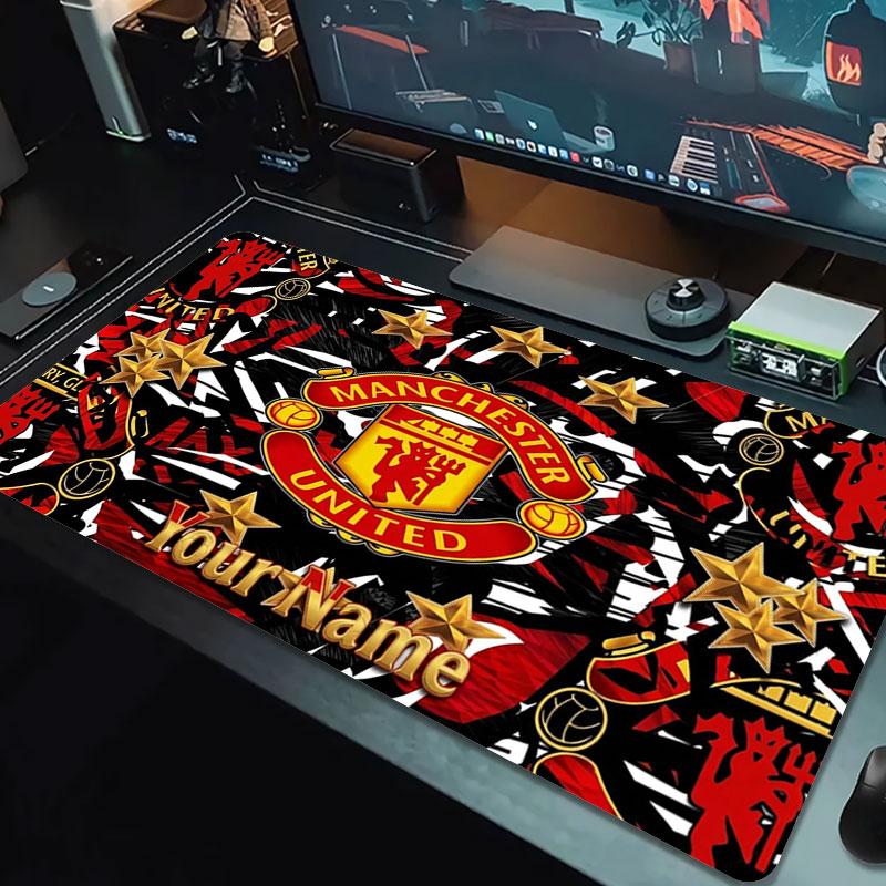 Manchester United F Custom Name Large Size Mouse Pad Large Gaming Table Cushion Non-slip Laptop Tablet Big Mousepad XXL Mat Mini PC Playmat With Lock