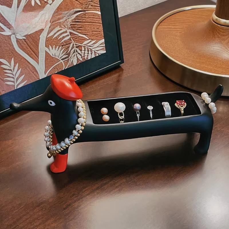 Dachshund Dog Ring Storage Box, Jewelry Display Rack, Creative Ring Tray, Cute Desktop Ornament, Jewelry Organizer Gift