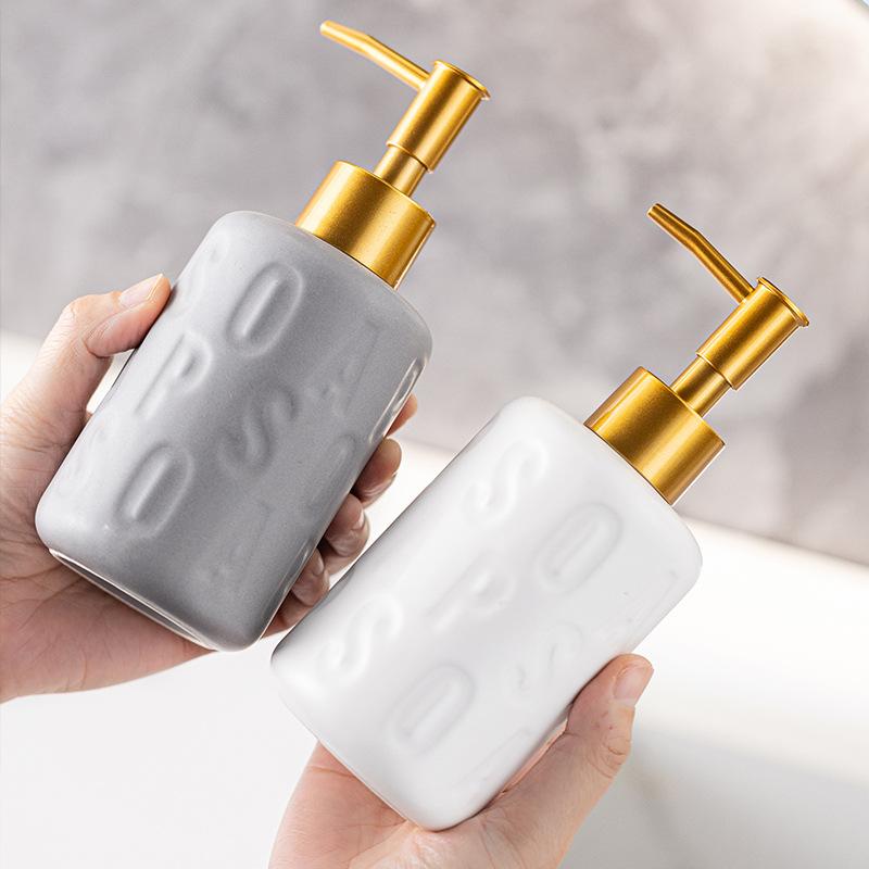 300ml soap dispenser Creative ceramic lotion bottle Hotel bathroom hand sanitizer bath gel bottle Shampoo bottle  cup dispenser