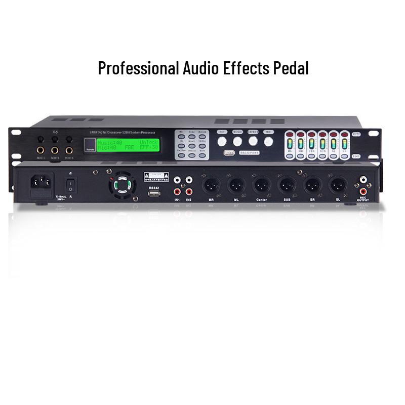 Professional 4-In 8-Out Digital Audio Processor with Noise Gate and Anti-Howling Equalizer for Stage and Line Array Speakers