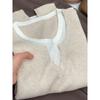 Soft waxy contrasting color fake two-piece neck knitted sweater women's spring, autumn and winter new versatile casual top