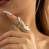 Retro Hip-hop Geometric Hollowed-out Silver Color Bendable Joint Wide Ring for Women Personality Punk Jewelry Gifts Accessories