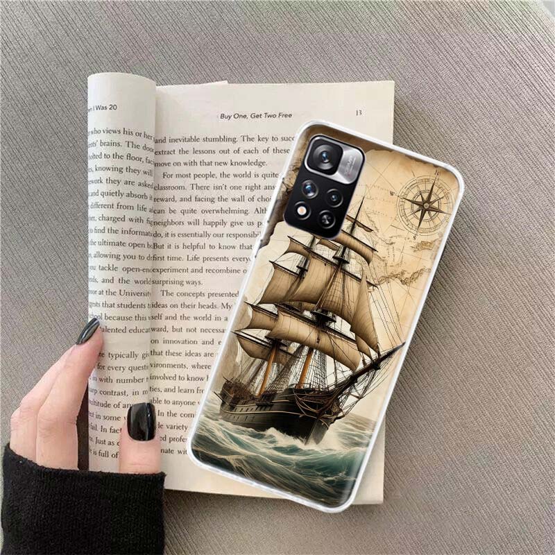 Kompass Karte Reise Handyhülle Für Redmi Note 13 12 Pro Plus 14 15 Pro 5G 11 11T 11E 11S 10 Pro 10S 9 9S Hülle Handy Klar TPU Kappe