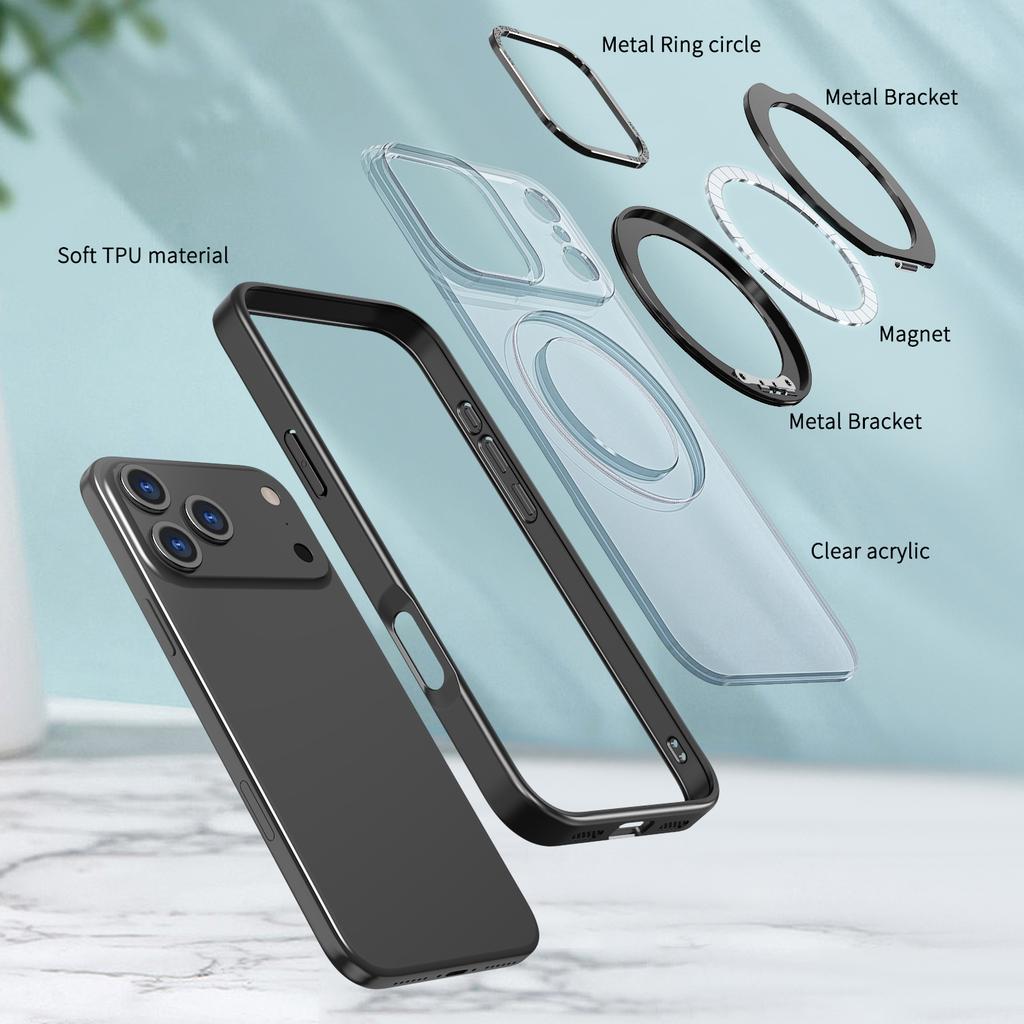 Für iPhone 17 Pro Hülle Kompatibel mit MagSafe TPU + Acryl Ständer Handyhülle