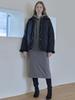 AVANT-G Volume Sleeve Long Hooded Dress - Charcoal (Napping)