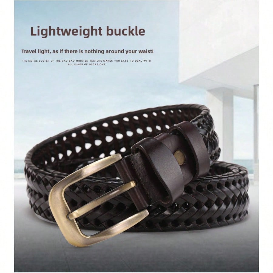 Youth Vintage Handwoven Belt Men's and Women's Leather Pin Buckle Belt Men's Belt