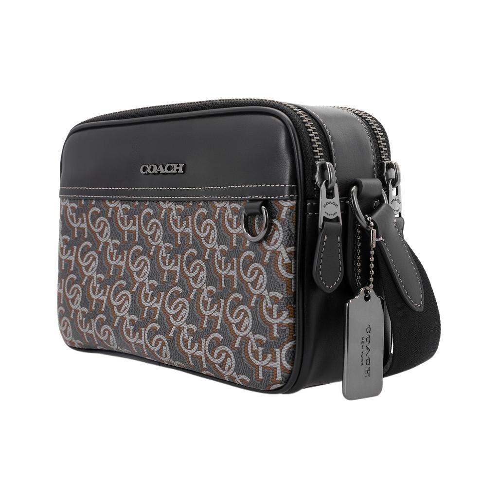 Nová COACH Graham PVC Patchworková taška na fotoaparát z hovězí kůže přes rameno crossbody taška střední velikosti unisex šedá a černá CF484-QBBK