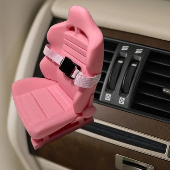 

Car Seat Vent Clip 3D Printed Auto Vent Clip Clip-on Car Vent Decoration Mini Seat with Belt for Doll Car Interior Decor рожевий