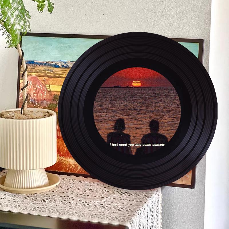 Sunset Romance Vinyl Ornament: Personalized Home Decor Gift