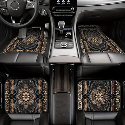 2/4 pièces Tapis Antidérapants pour Voiture, Tapis de Voiture, Tapis de Sol de Voiture Imprimés Style Bohème, Adaptés aux Sièges Avant et Arrière de la Plupart des Voitures