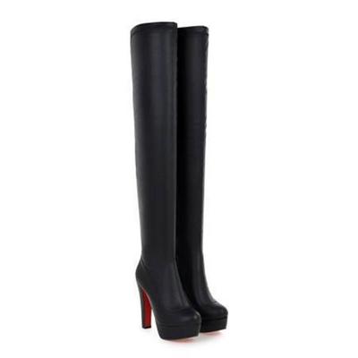 Women's High Boots Fetish Winter Shoes Knee High Boots Platform Sexy Luxury Heels Zipper Black White Shoes