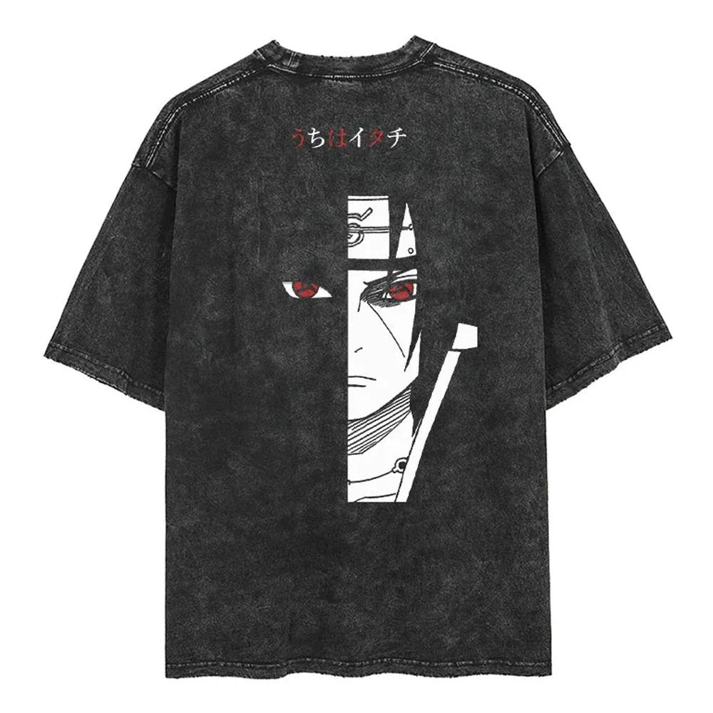 New Men Vintage T Shirt Hip Hop Streetwear Tshirt Japanese Anime Naruto Print Tops Tees Harajuku Summer Short Sleeve TShirt