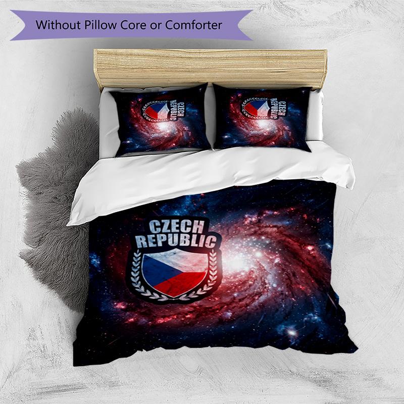 Czech Republi Football Printed Bedding 3 Piece Set Cozy Breathable Bed Cover Set As Housewarming Holiday Gift