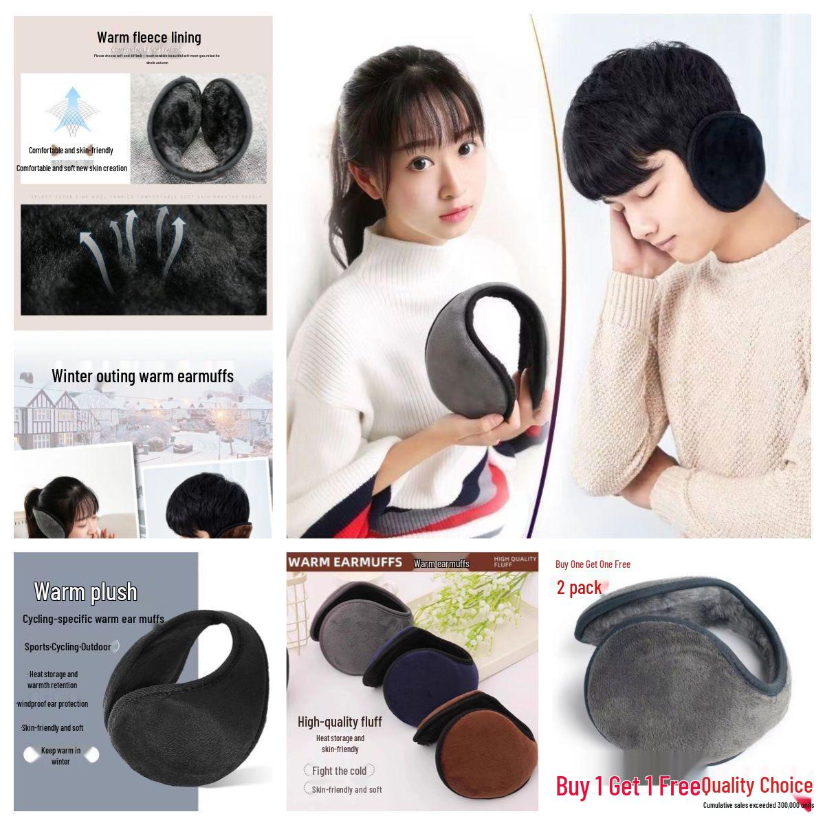 

Зимові вітронепроникні навушники з флісовою підкладкою - Товстий, теплий захист для вух для чоловіків та жінок, ідеально підходить для їзди на велосипеді