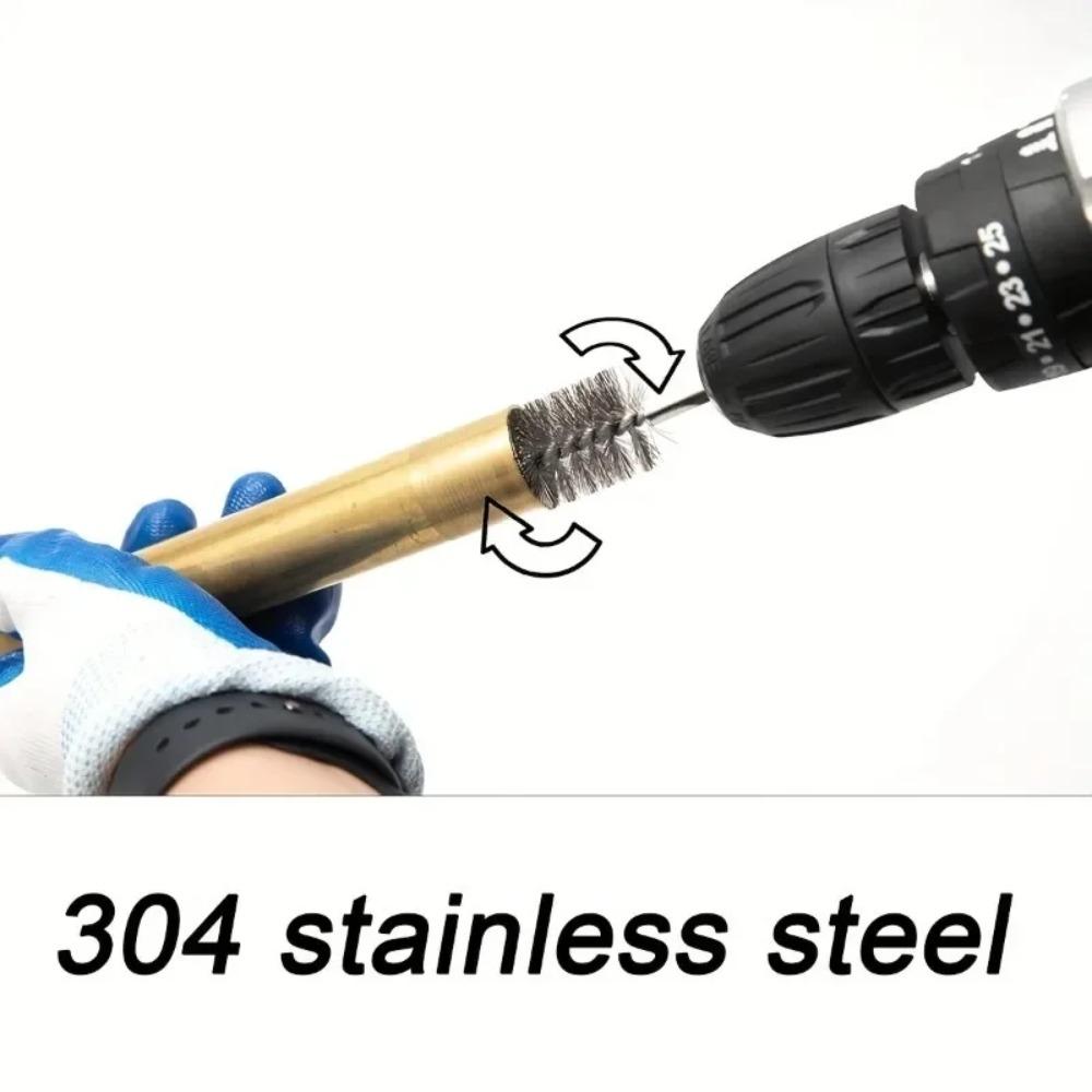 6Pcs Stainless Steel Wire Brush Set Hex Handle Drilling Cleaning Tools for Grinding, Polishing & Rust Removal