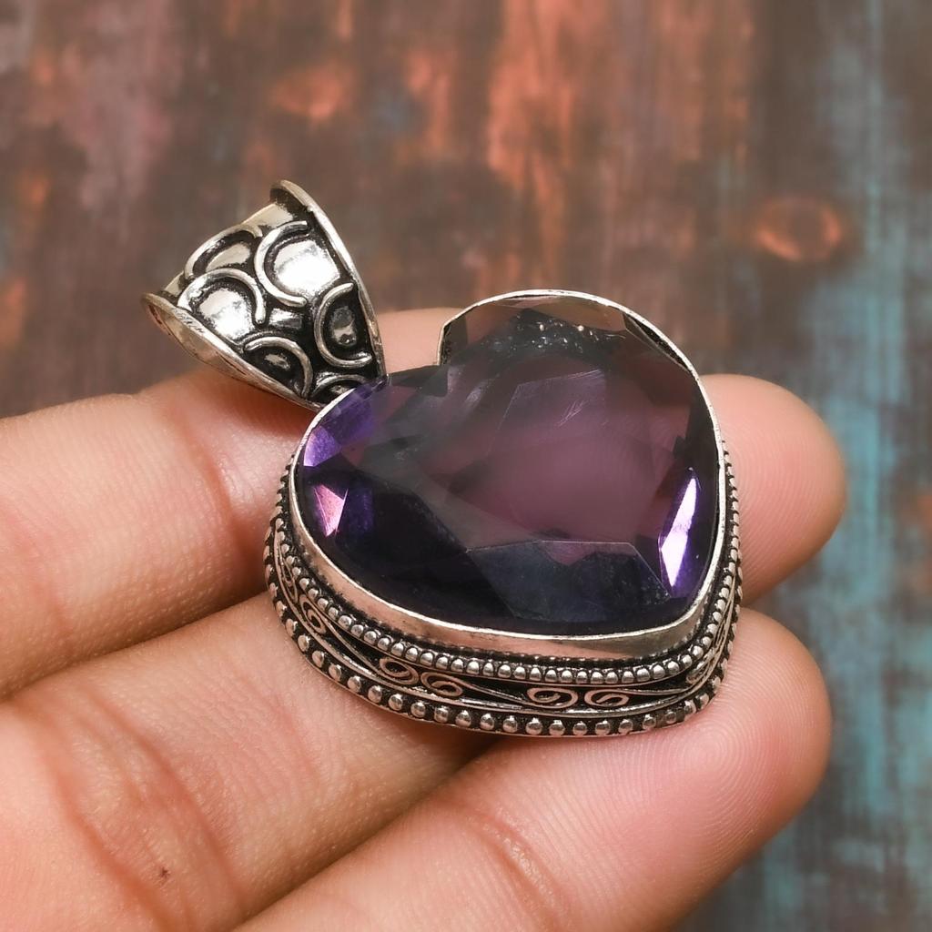 Beautiful Amethyst Gemstone Handmade 925 Sterling Silver Jewelry Pendant