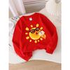 Kids Unisex Crewneck Sweatshirt, Luxury Rhinestone Satin Bow Print Soft Fleece Pullover For Kids Over 4 Years Old