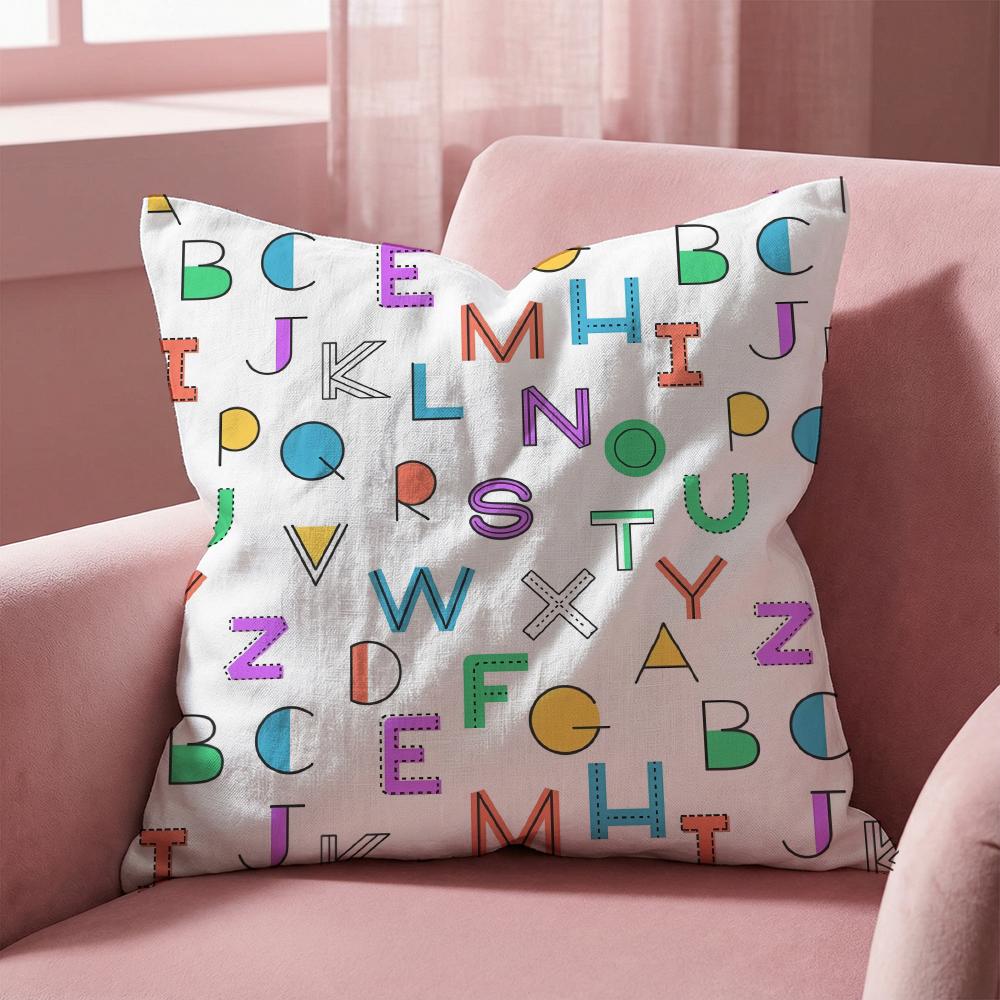 Simple English Letters Cushion Cover Multi-Scene Pillow Cover for Home & Car - Reversible, Soft & Durable for Daily Use