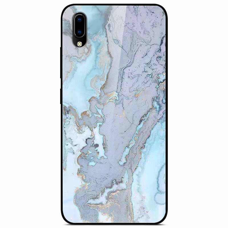 Case Tempered Glass Hard Clear Phone Case For Vivo Y91C Protector Shockproof Marble Fundas Coque