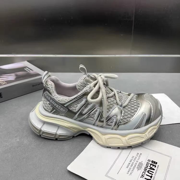 Mesh breathable dad shoes 2025 spring and summer new big head thick sole lightweight running sneakers women's shoes