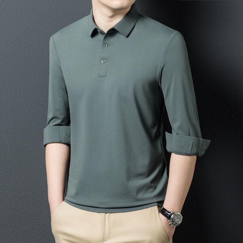 FENGXUN Men's Solid Color Long-Sleeve Polo Shirt FXT5073