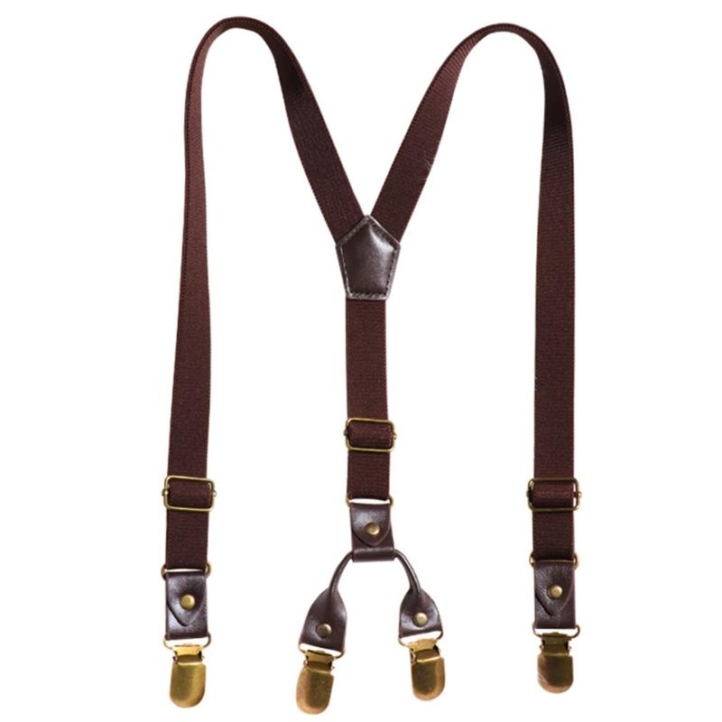 Ретро Британский Стиль Детские Подтяжки Эластичные для Мальчиков и Девочек Регулируемая Длина для Мальчиков Девочек Надежные Металлические Зажимы коричневый